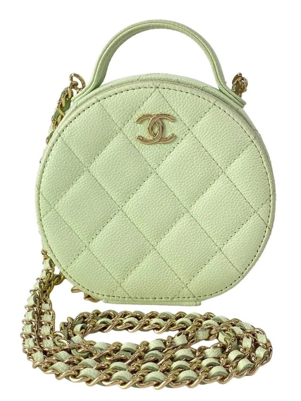 CHANEL Matelasse/Small Vanity Case AP2502 Light Green Calfskin Shoulder Bag